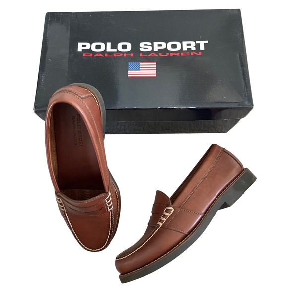 Polo Sport Ralph Lauren Other - Vintage POLO Sport Ralph Lauren Atlanta Penny Loafer Leather Brown 10D NEW Prep